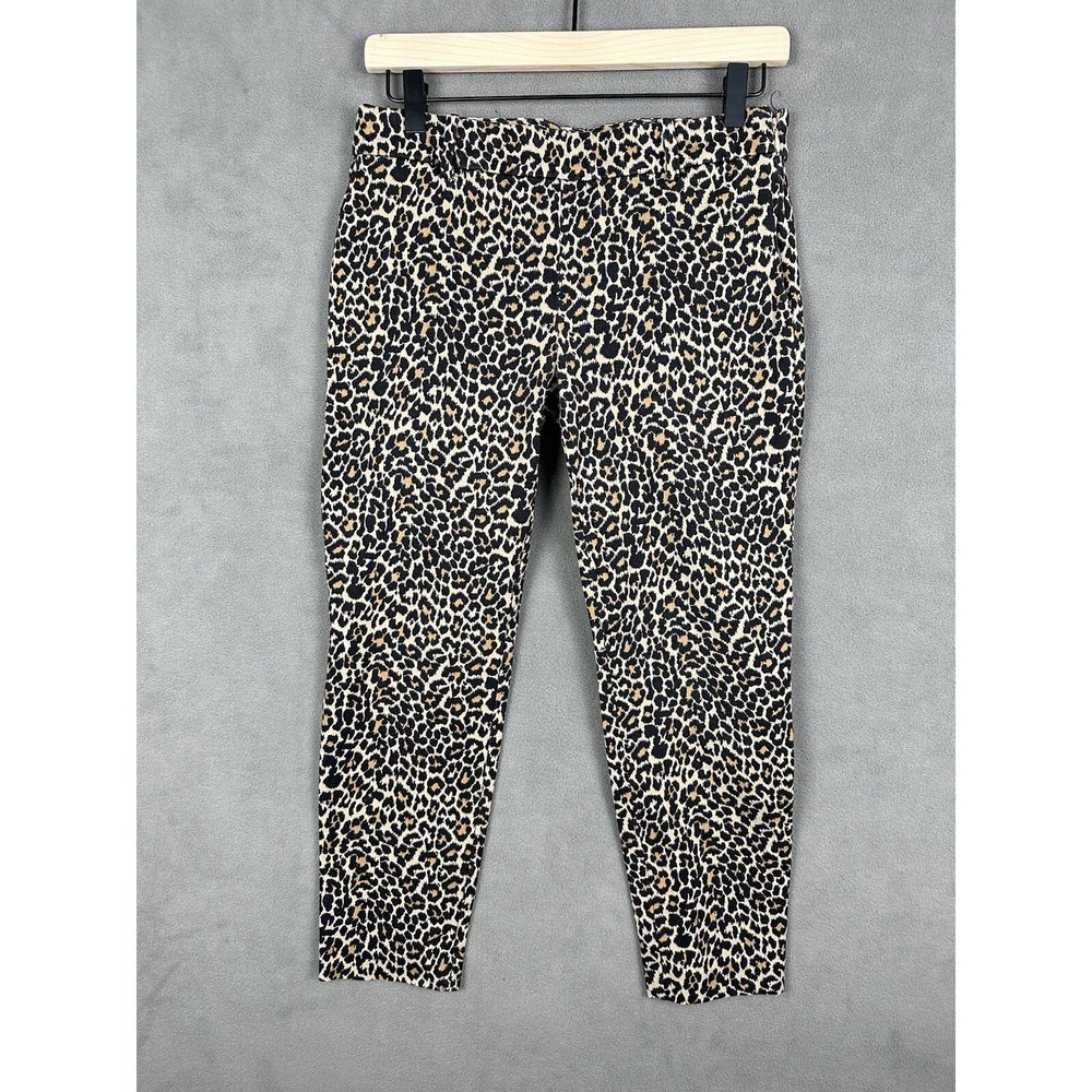 J.Crew Winnie Pants Womens 4 Leopard Print Stretch Cotton Side Zip Cropped‎